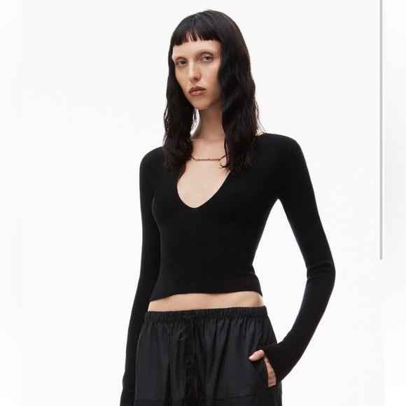 Alexander Wang Tops - Alexander Wang wool V neck with logo nameplate. Size S US 2-4. new never worn.